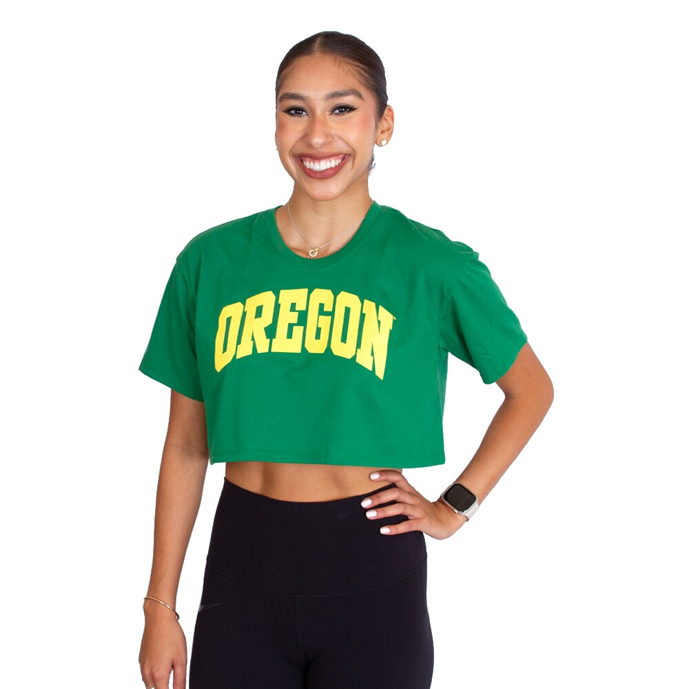 Arched Oregon, Zoozatz, Green, Crop Top, Polyester Blend, Women, Boxy, T-Shirt, 796953